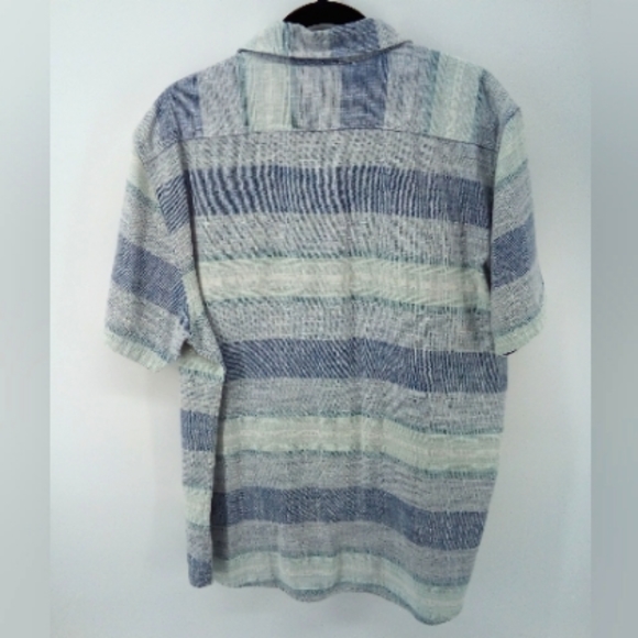 Flag & Anthem Mason Striped SS 100% Cotton Blue Men's Casual Button Down - Picture 3 of 8